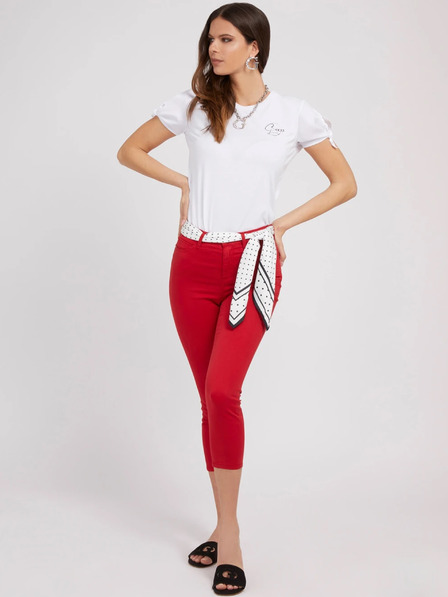 Guess Červené dámske džínsy úzkeho strihu so šatkou Guess 1981 Capri