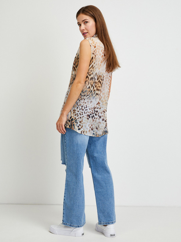 Guess Svetlohnedé dámske vzorované tričko Guess