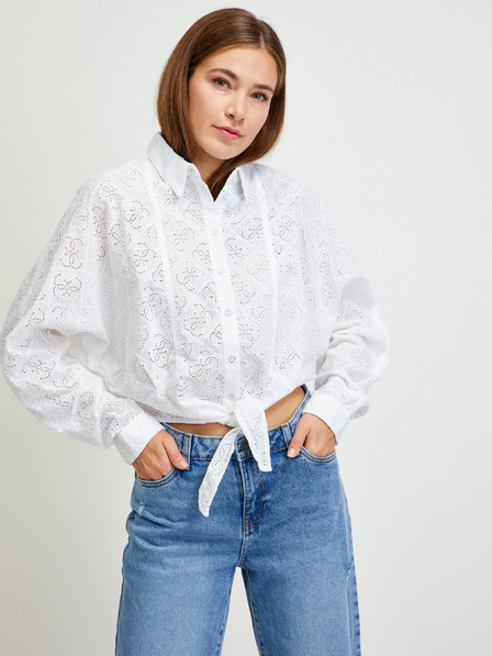 Guess Biela dámska vzorovaná košeľa s prestrihmi Guess
