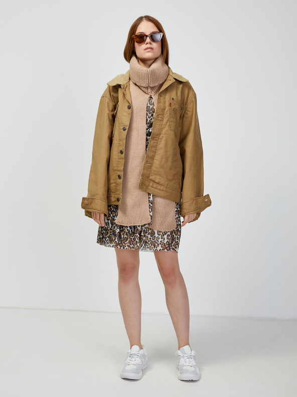 Guess Hnedé šaty so zvieracím vzorom Guess Enora