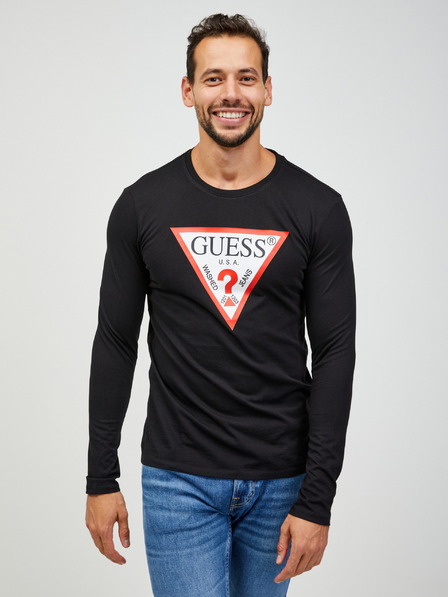 Guess Čierna pánska košeľa s dlhým rukávom Guess