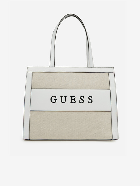 Guess Bielo-béžová dámska kabelka Guess Monique Tote Bag
