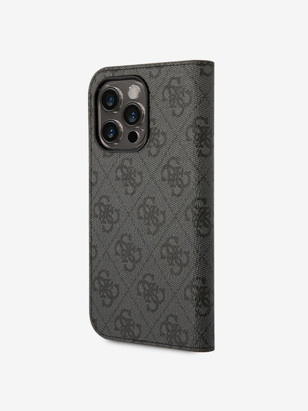 Guess Guess PC/TPU 4G kovové puzdro s obrysmi fotoaparátu pre iPhone 14 Pro čierne