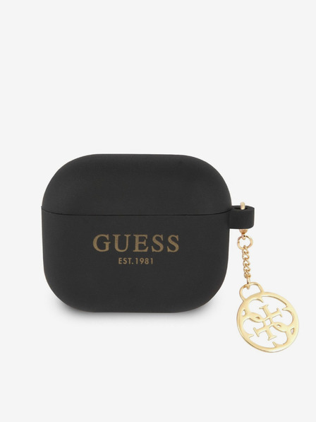 Guess Guess 4G Charm silikónové puzdro pre AirPods 3 čierne