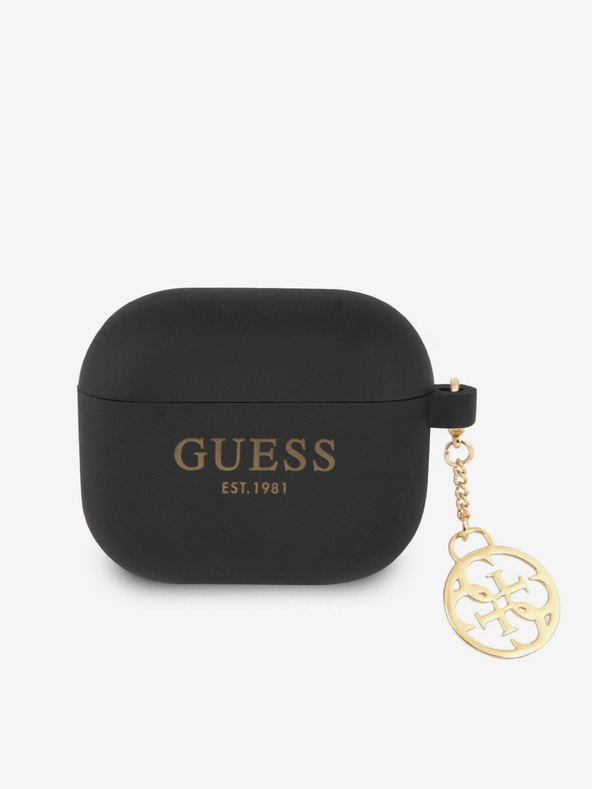 Guess Guess 4G Charm silikónové puzdro pre AirPods 3 čierne
