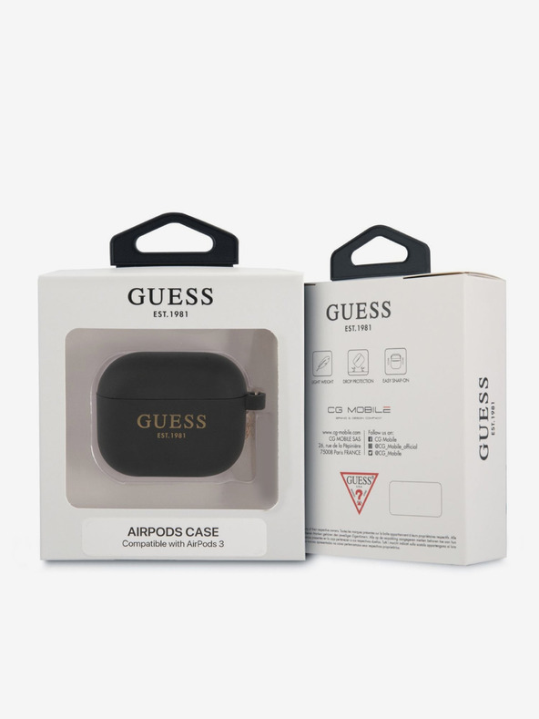 Guess Guess 4G Charm silikónové puzdro pre AirPods 3 čierne