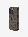 Guess Guess PU kožené puzdro s kovovým logom 4G Book pre iPhone 15 Pro Max hnedé