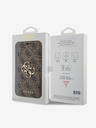 Guess Guess PU kožené puzdro s kovovým logom 4G Book pre iPhone 15 Pro Max hnedé