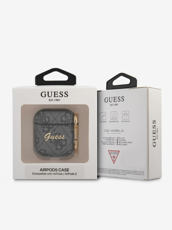 Guess 4G Script PC/PU AirPods 1/2 Black Obal