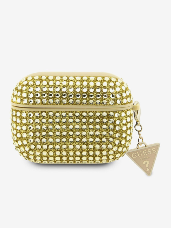 Guess Guess Rhinestones Triangle Metal Logo Case pre AirPods Pro Gold