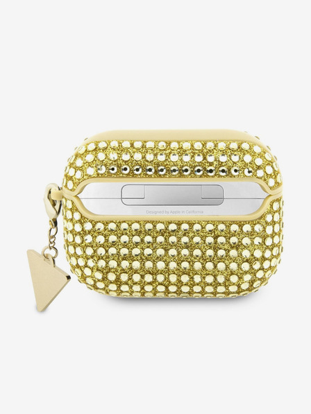 Guess Guess Rhinestones Triangle Metal Logo Case pre AirPods Pro Gold