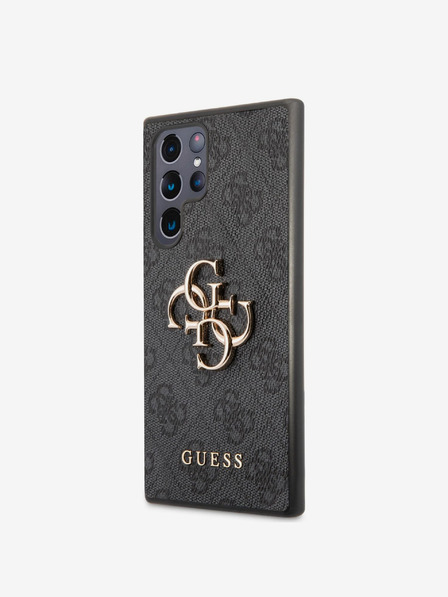 Guess Guess PU zadný kryt 4G s kovovým logom pre Samsung Galaxy S22 Ultra Grey