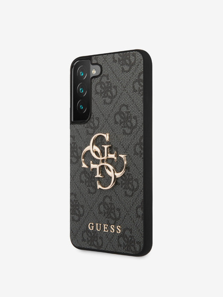 Guess PU 4G Metal Logo Zadní Kryt pro Samsung Galaxy S23 Grey Obal na telefón