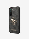 Guess PU 4G Metal Logo Zadní Kryt pro Samsung Galaxy S23 Grey Obal na telefón