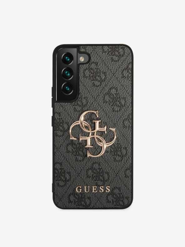 Guess PU 4G Metal Logo Zadní Kryt pro Samsung Galaxy S23 Grey Obal na telefón