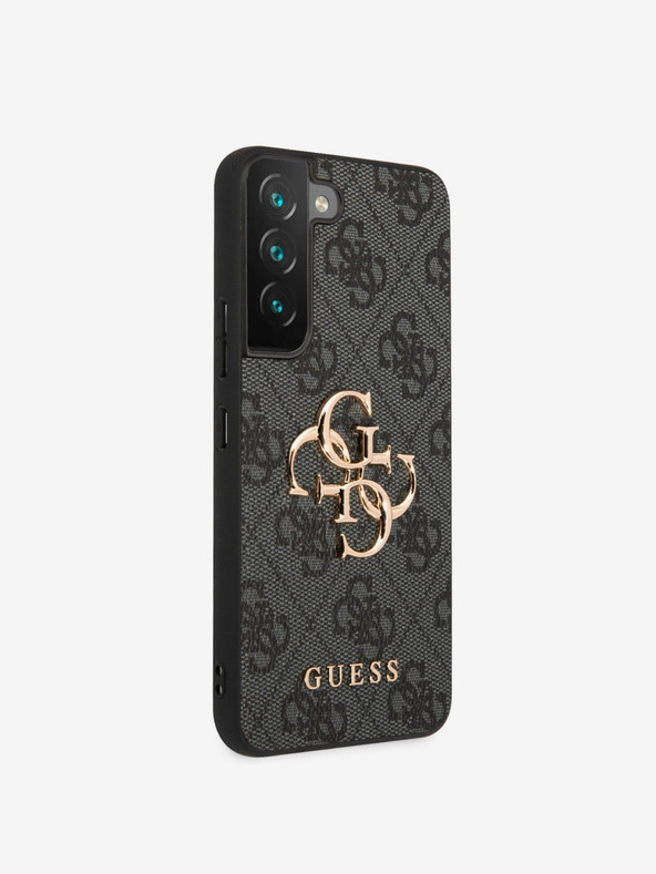 Guess PU 4G Metal Logo Zadní Kryt pro Samsung Galaxy S23 Grey Obal na telefón