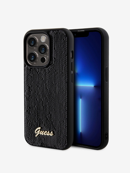 Guess Guess Sequin Script Logo Zadný kryt pre iPhone 14 Pro Black