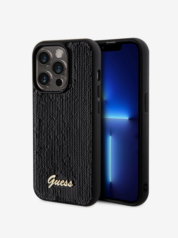 Guess Guess Sequin Script Logo Zadný kryt pre iPhone 14 Pro Black