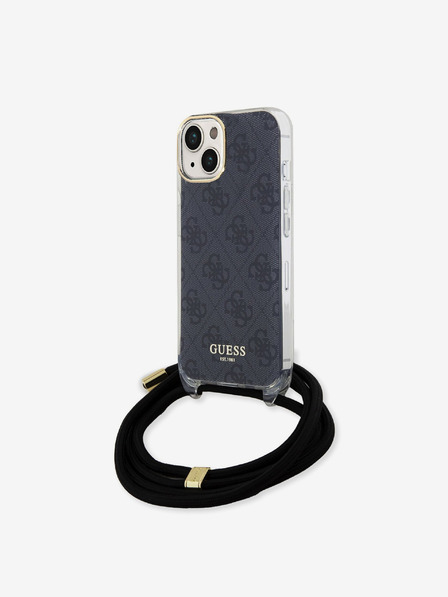 Guess Guess IML 4G Zadný kryt s potlačou Crossbody Strap pre iPhone 15 čierny