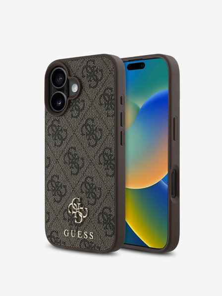 Guess Guess PU 4G Small Metal Logo MagSafe zadný kryt pre iPhone 16 hnedý