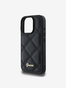 Guess Guess PU kožený prešívaný zadný kryt pre iPhone 16 Pro čierny