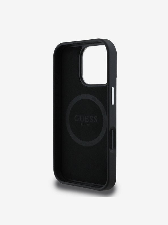 Guess Guess PU Grained Triangle Logo zadný kryt pre iPhone 16 Pro Max čierny