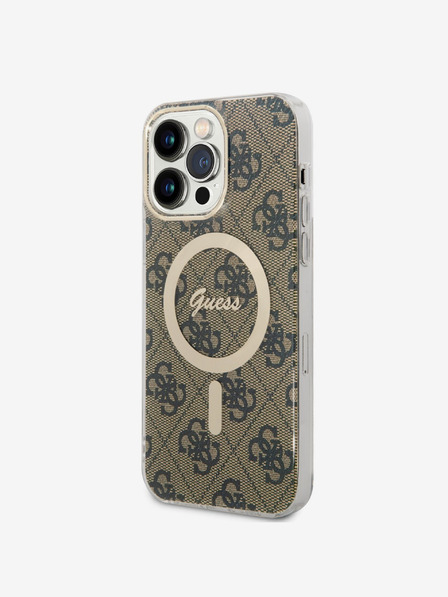 Guess Guess IML 4G MagSafe zadný kryt pre iPhone 14 Pro Max hnedý