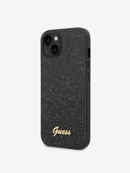 Guess Guess PC/TPU Glitter Flakes Metal Logo zadný kryt pre iPhone 14 Black