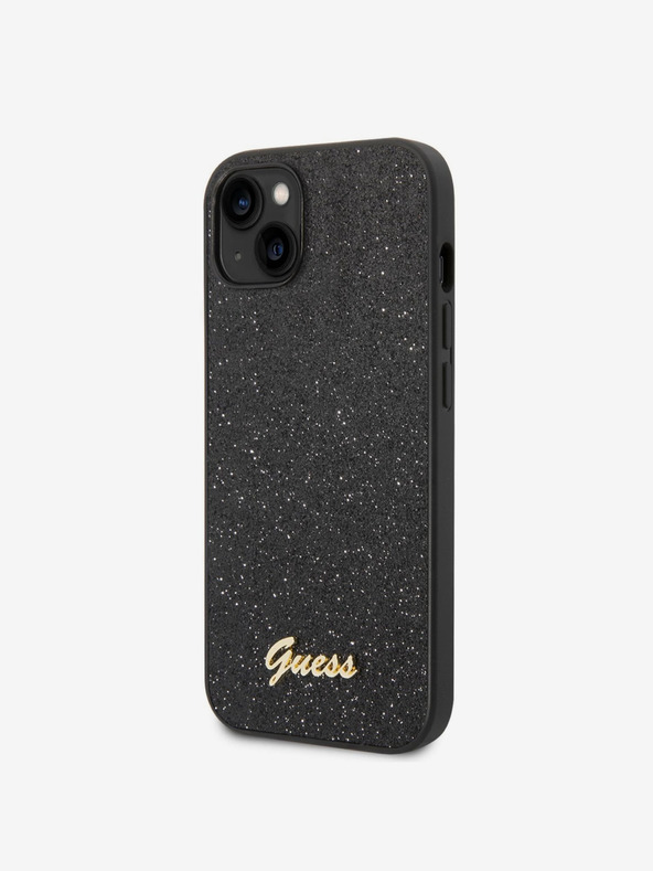 Guess Guess PC/TPU Glitter Flakes Metal Logo zadný kryt pre iPhone 14 Black