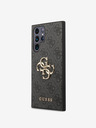 Guess PU 4G Metal Logo Zadní Kryt pro Samsung Galaxy S23 Ultra Grey Obal na telefón