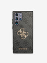 Guess PU 4G Metal Logo Zadní Kryt pro Samsung Galaxy S23 Ultra Grey Obal na telefón