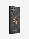 Guess PU 4G Metal Logo Zadní Kryt pro Samsung Galaxy S23 Ultra Grey Obal na telefón