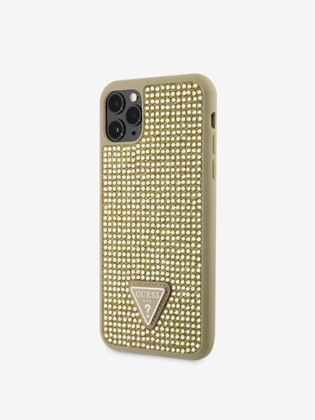 Guess Guess Rhinestones Triangle Metal Logo Cover pre iPhone 11 Pro Max Gold