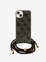 Guess Guess IML 4G Zadný kryt s potlačou Crossbody Strap pre iPhone 15 Brown