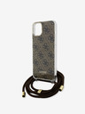 Guess Guess IML 4G Zadný kryt s potlačou Crossbody Strap pre iPhone 15 Brown