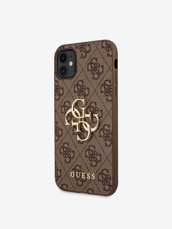 Guess Guess PU 4G kovové logo zadný kryt pre iPhone 11 hnedý