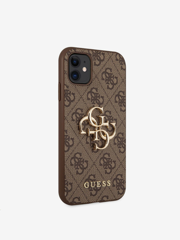 Guess Guess PU 4G kovové logo zadný kryt pre iPhone 11 hnedý