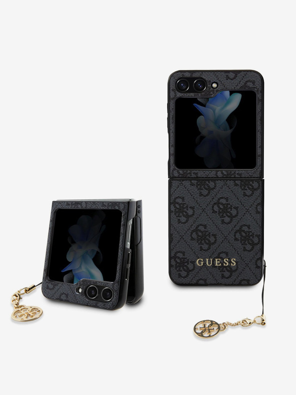 Guess 4G Charm Zadní Kryt pro Samsung Galaxy Z Flip 5 Grey Obal na telefón