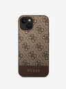 Guess Guess PU 4G zadný kryt s prúžkami pre iPhone 14 hnedý