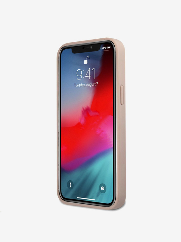 Guess Guess PU 4G Kovové logo Zadný kryt pre iPhone 12 Pro Max Ružový