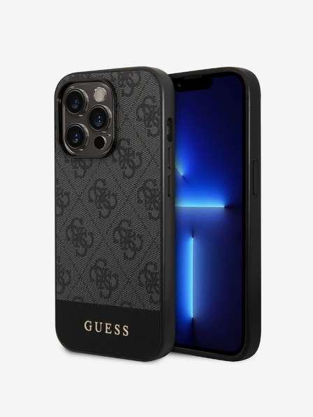 Guess Guess PU 4G Stripe zadný kryt pre iPhone 14 Pro Max sivý