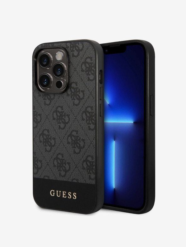 Guess Guess PU 4G Stripe zadný kryt pre iPhone 14 Pro Max sivý