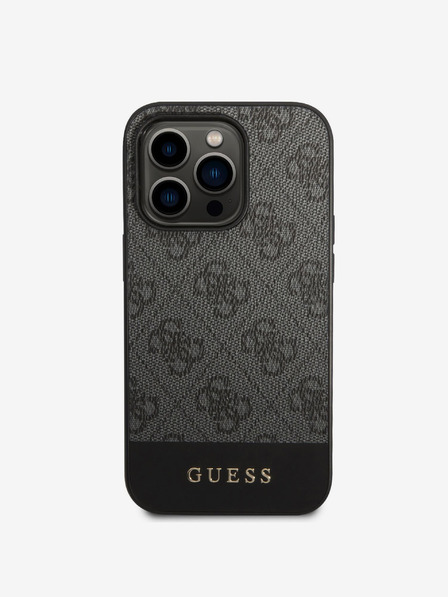 Guess Guess PU 4G Stripe zadný kryt pre iPhone 14 Pro Max sivý