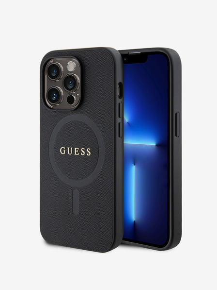 Guess PU Saffiano MagSafe Zadní Kryt pro iPhone 15 Pro Black Obal na telefón