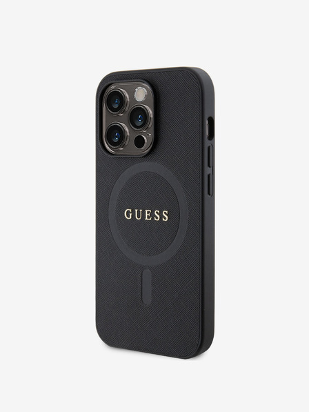 Guess PU Saffiano MagSafe Zadní Kryt pro iPhone 15 Pro Black Obal na telefón