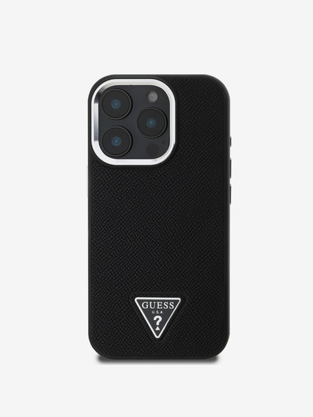 Guess Guess PU Grained Triangle Logo zadný kryt pre iPhone 16 Pro čierny