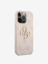 Guess Guess PU 4G Kovový zadný kryt s logom pre iPhone 13 Pro Max Ružový