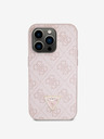 Guess PU 4G Strass Triangle Metal Logo Zadní Kryt pro iPhone 15 Pro Pink Obal na telefón