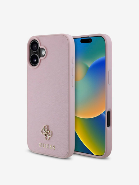Guess Guess PU Grained 4G Small Metal Logo MagSafe zadný kryt pre iPhone 16 ružový
