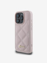 Guess Guess PU kožený prešívaný zadný kryt pre iPhone 16 Pro Max ružový
